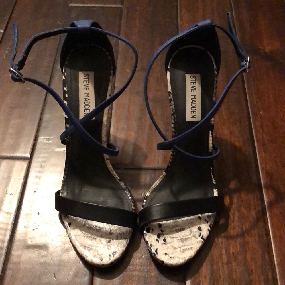 Steve Madden blue, black and snakeskin heels